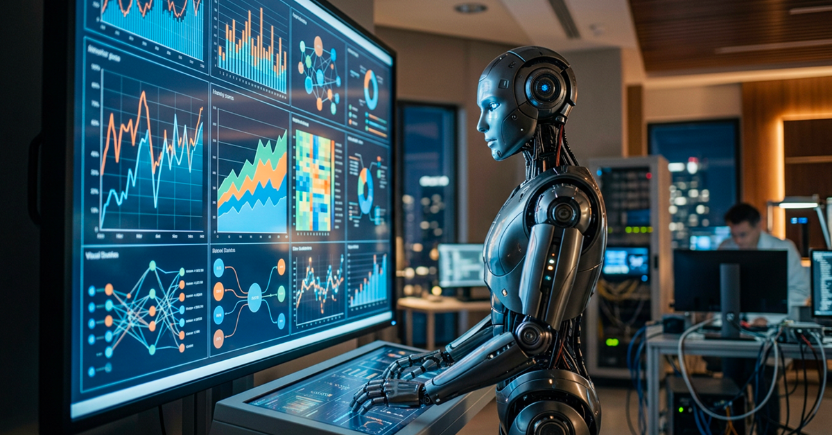 Robot AI moderno in ambiente lavorativo